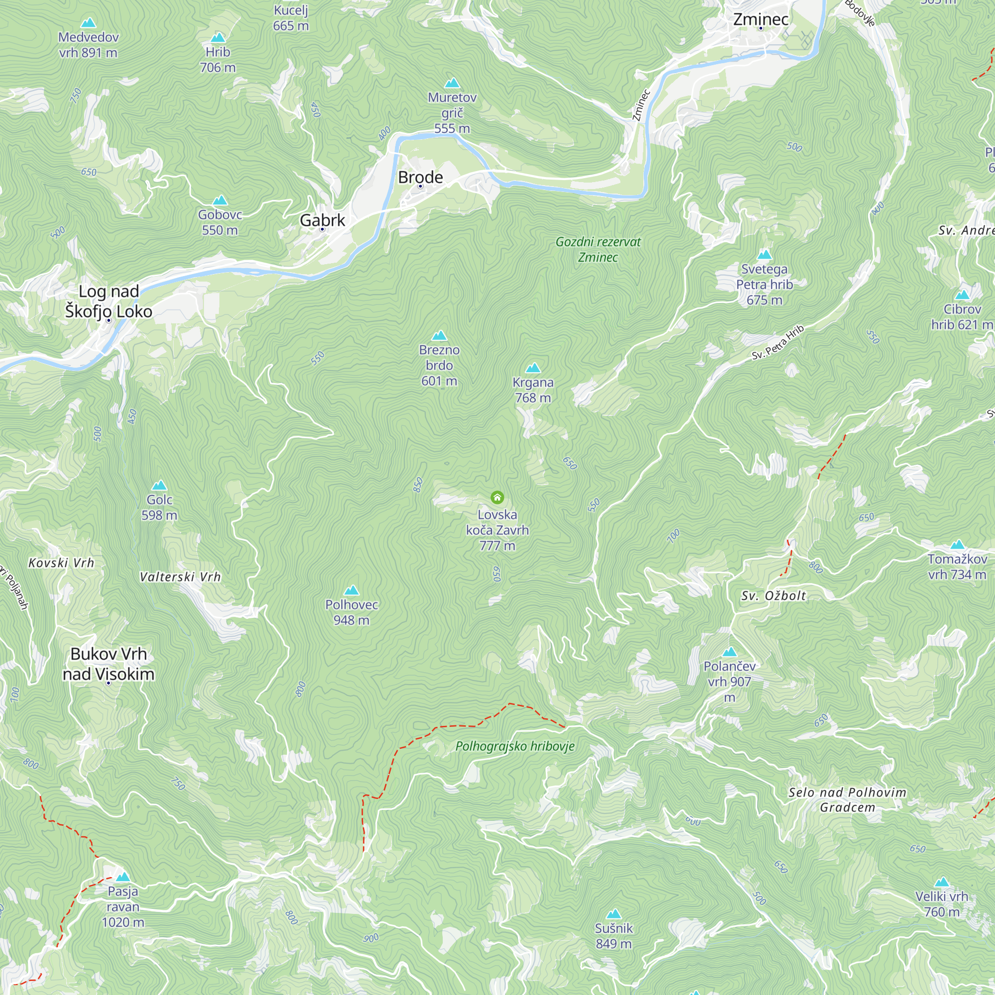 Lovska koča Zavrh map