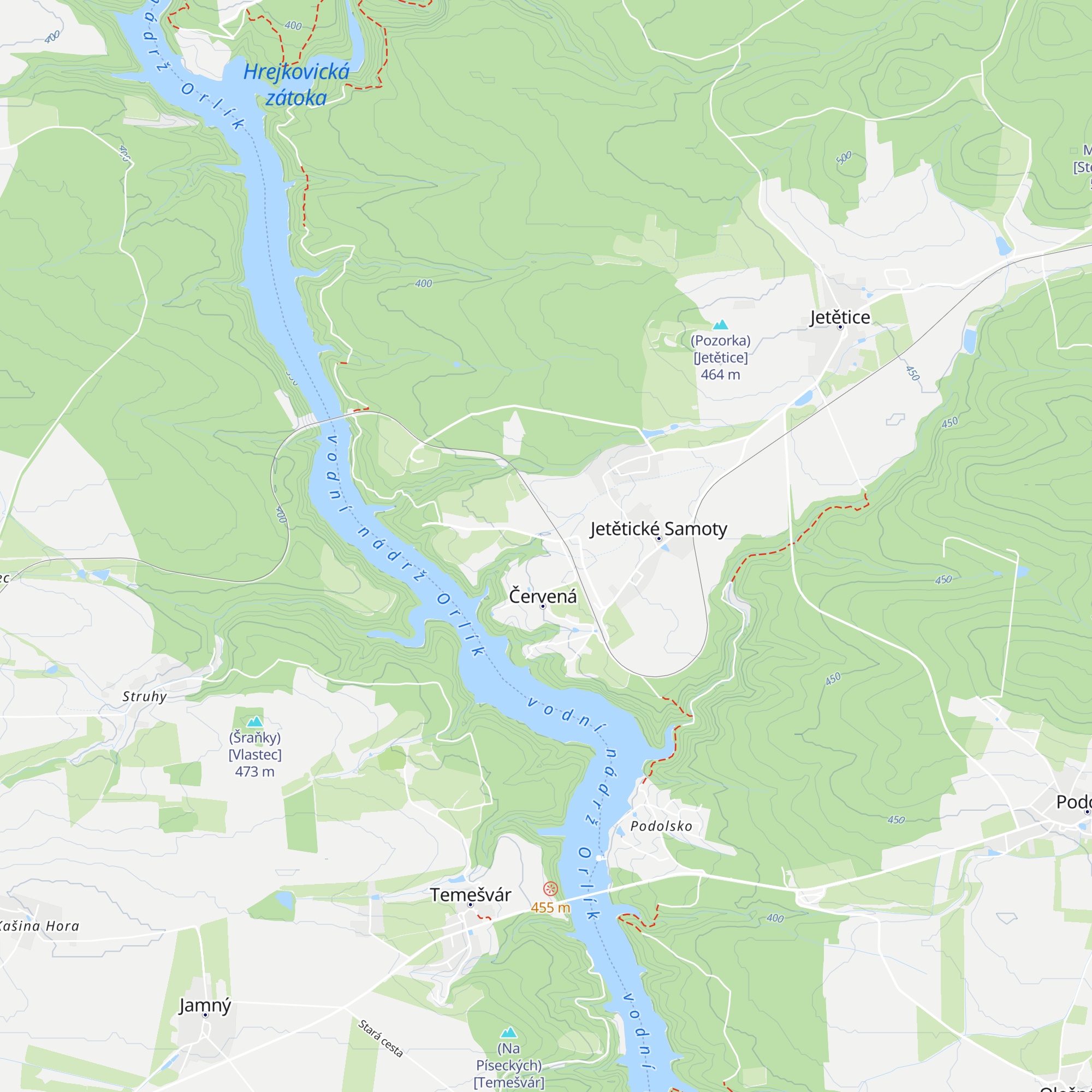 Chata Červená nad Vltavou map