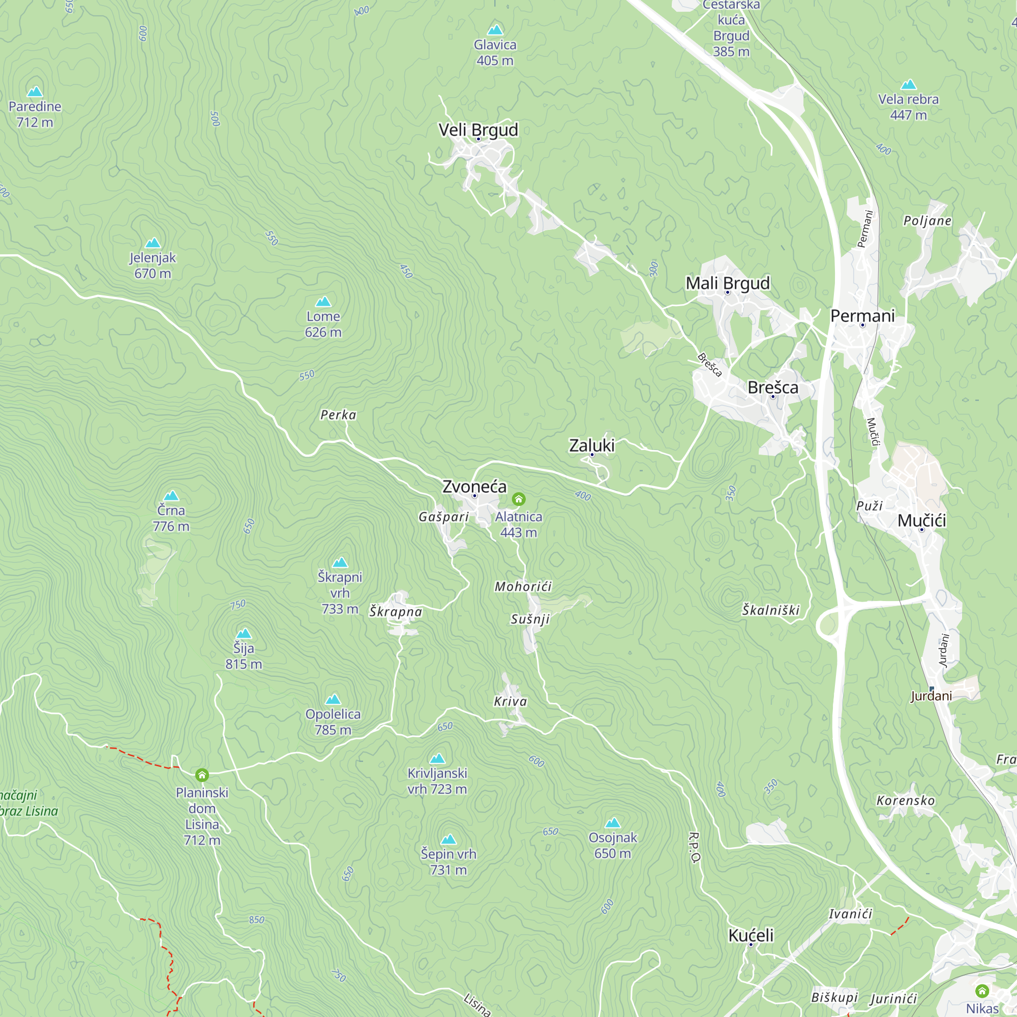 Mrtvačnica Zvoneća map