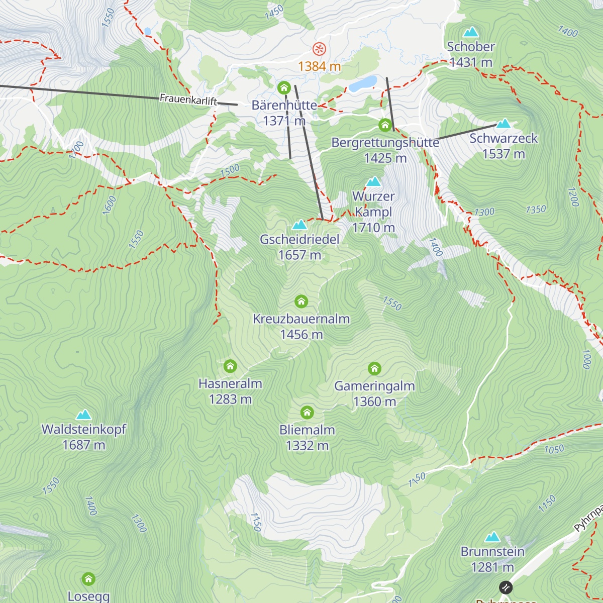 Kreuzbauernalm map