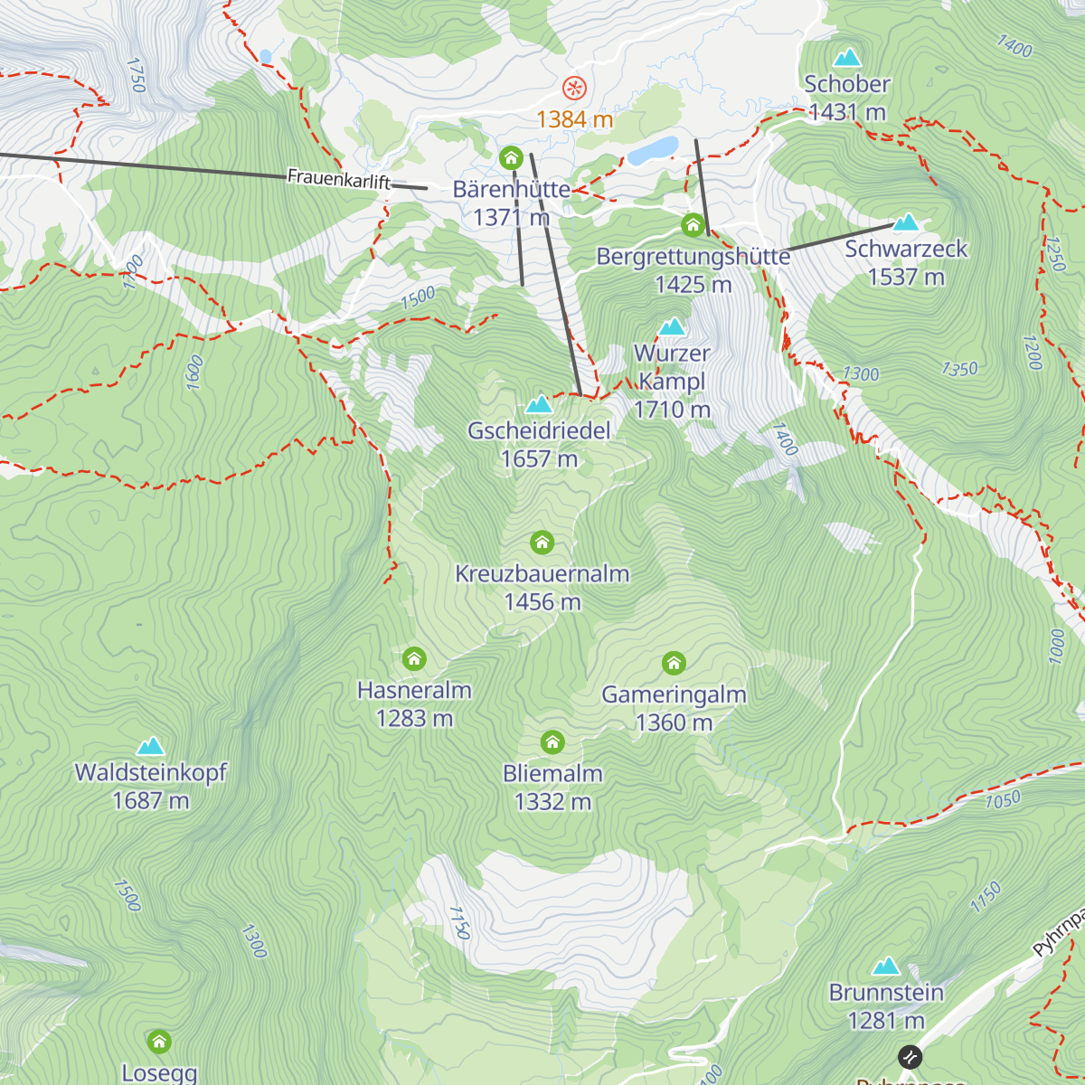 Kreuzbauernalm map