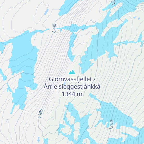 Map of Glomvassfjellet - Årrjelsieggestjåhkkå