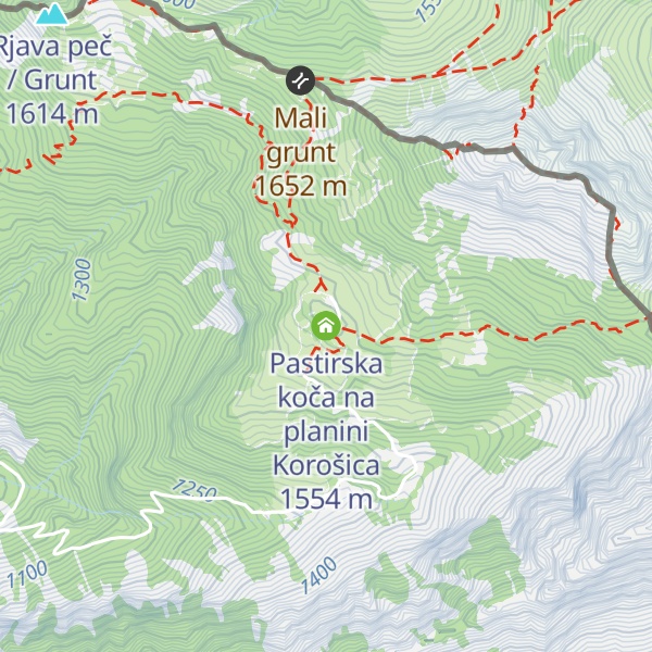 Map of Pastirska koča na planini Korošica