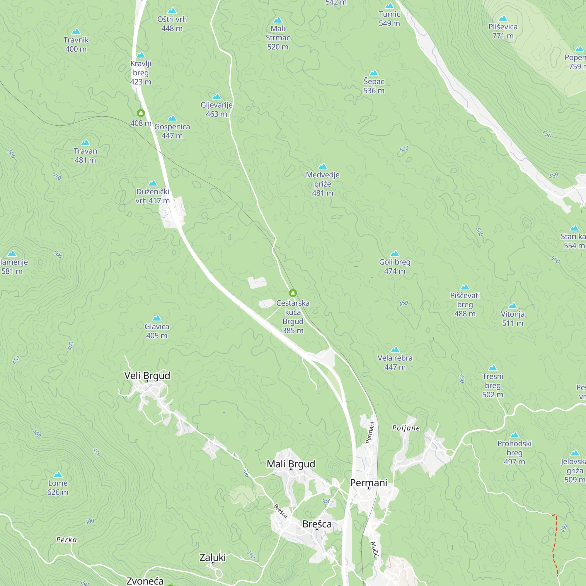 Cestarska kuća Brgud map