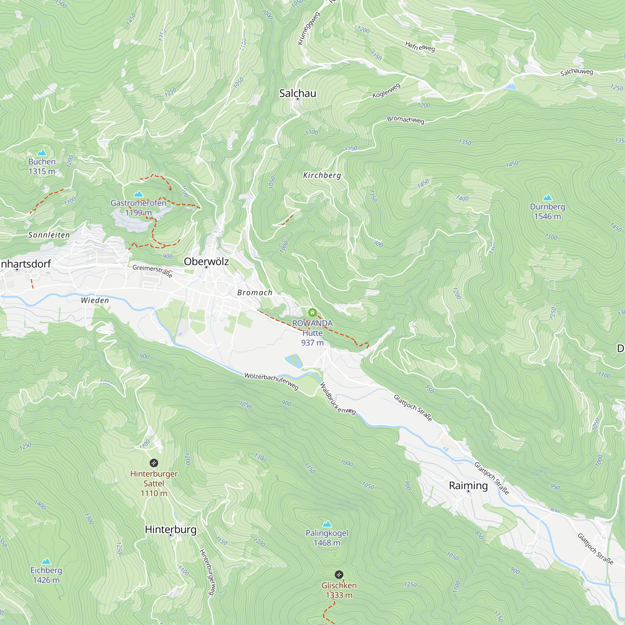 ROWANDA Hütte map