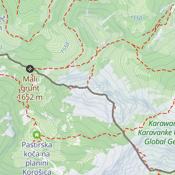 Map of Košutica / Loibler Baba