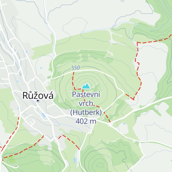 Map of Pastevní vrch (Hutberk)