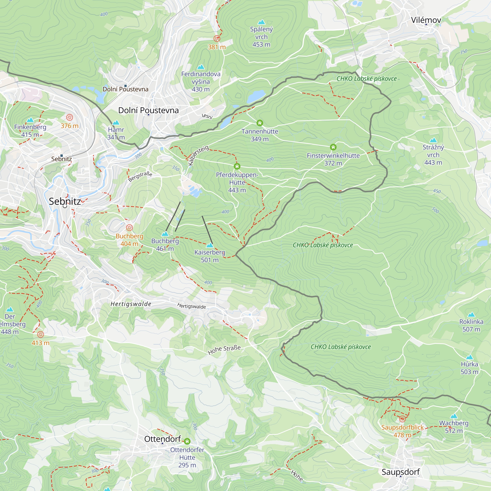 Hraniční bouda map