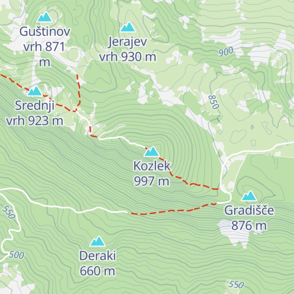 Map of Planinska koča na Kozleku