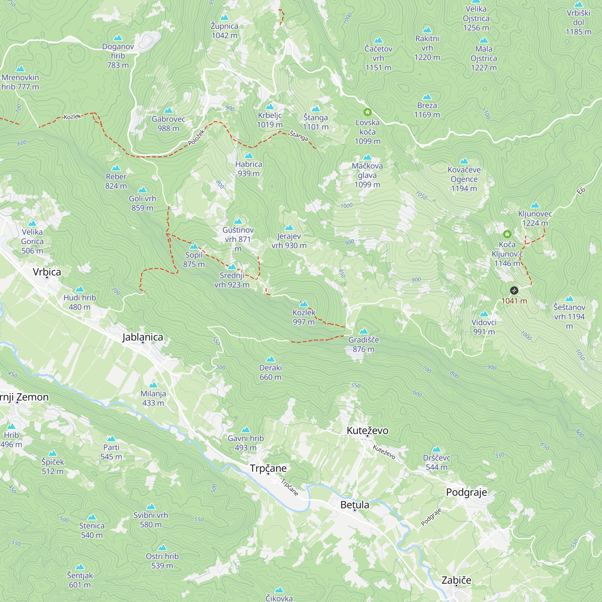 Planinska koča na Kozleku map