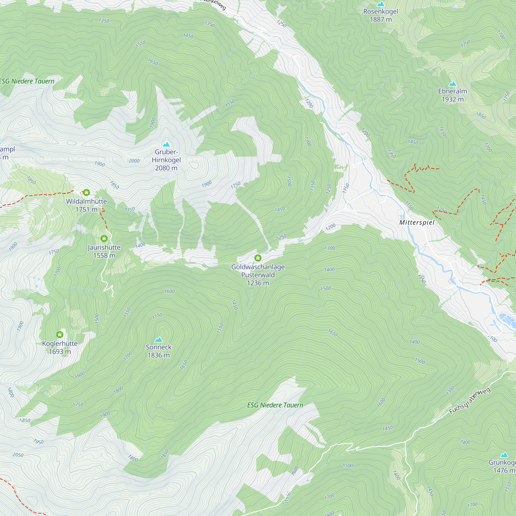 Goldwaschanlage Pusterwald map