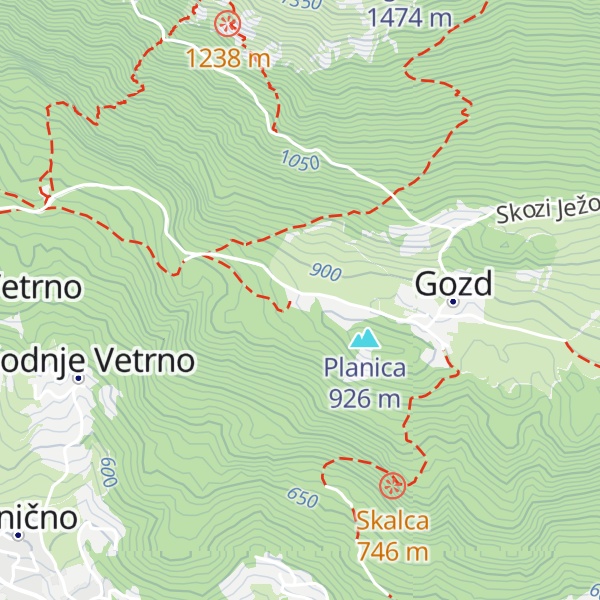 Map of Zavetišče v Gozdu