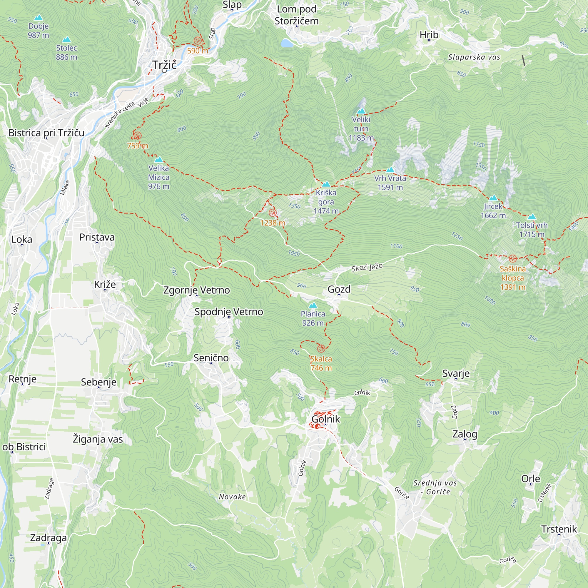 Zavetišče v Gozdu map