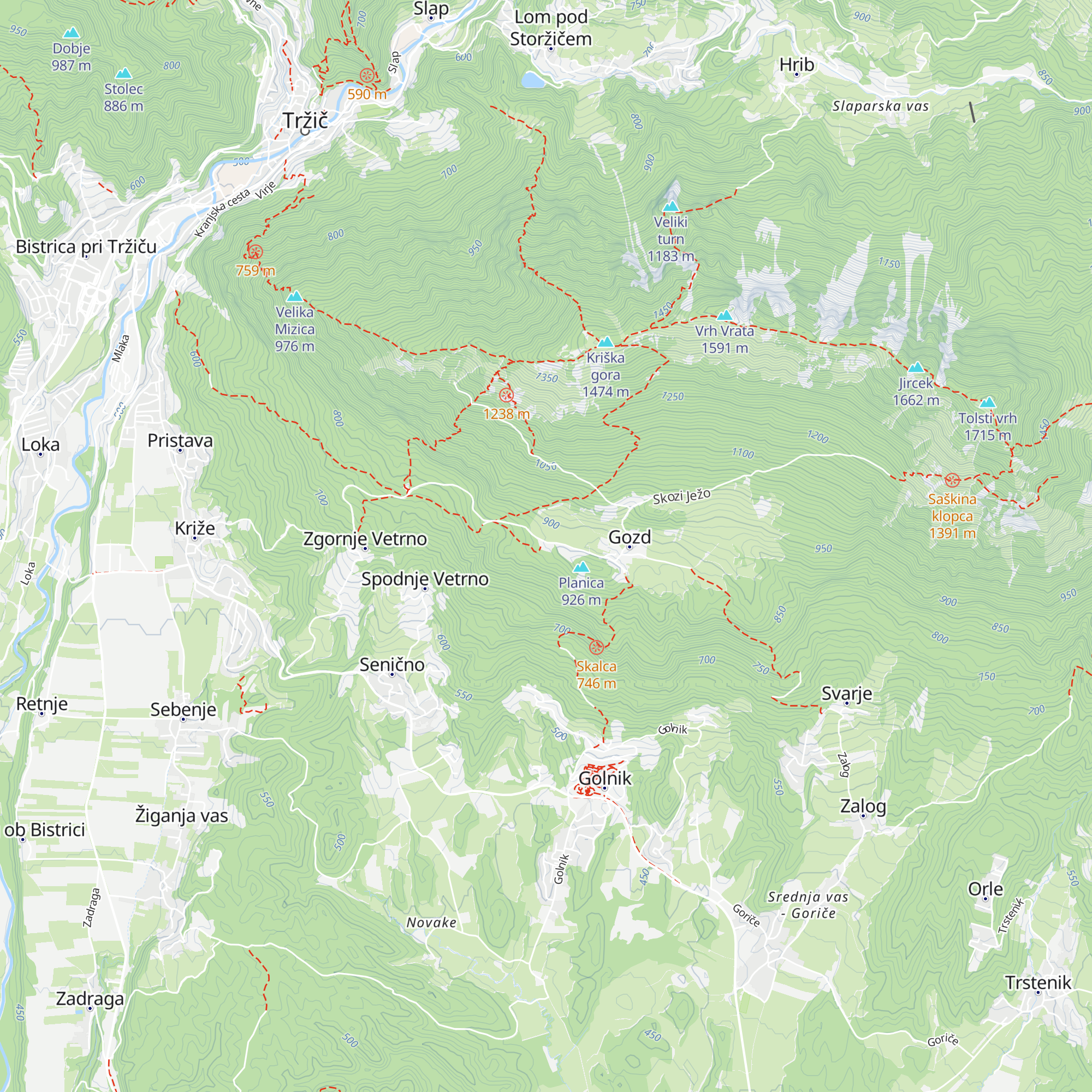 Zavetišče v Gozdu map