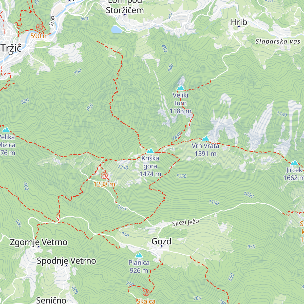 Koča na Kriški gori map