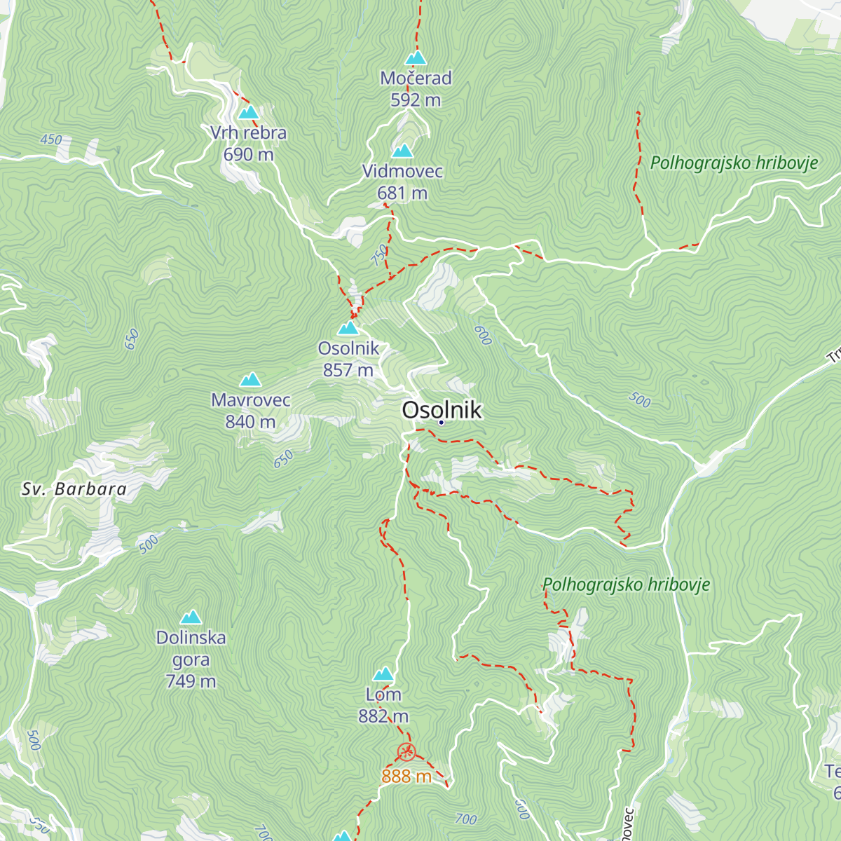 Brunarica Osolnik map