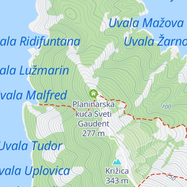 Map of Planinarska kuća Sveti Gaudent