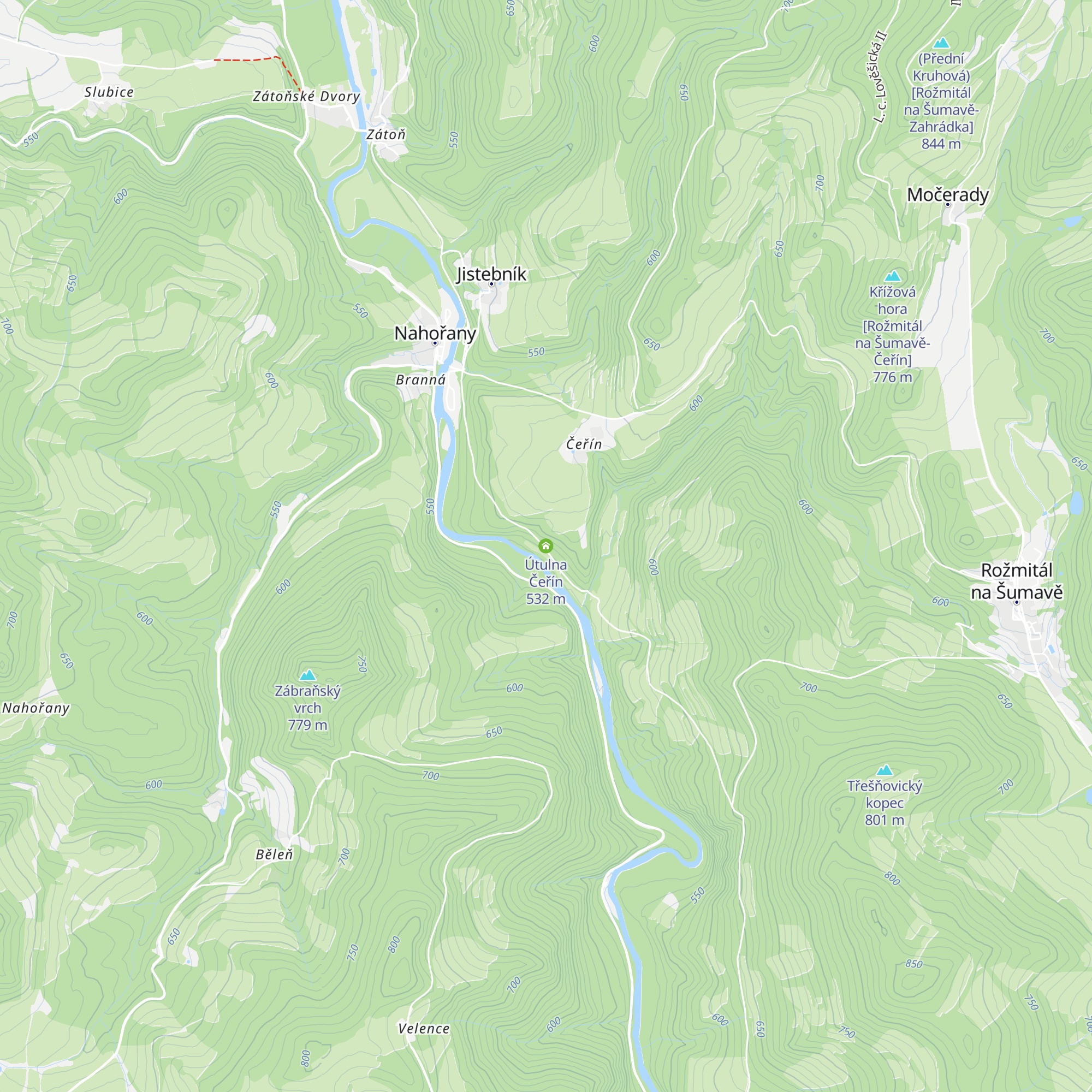 Útulna Čeřín map