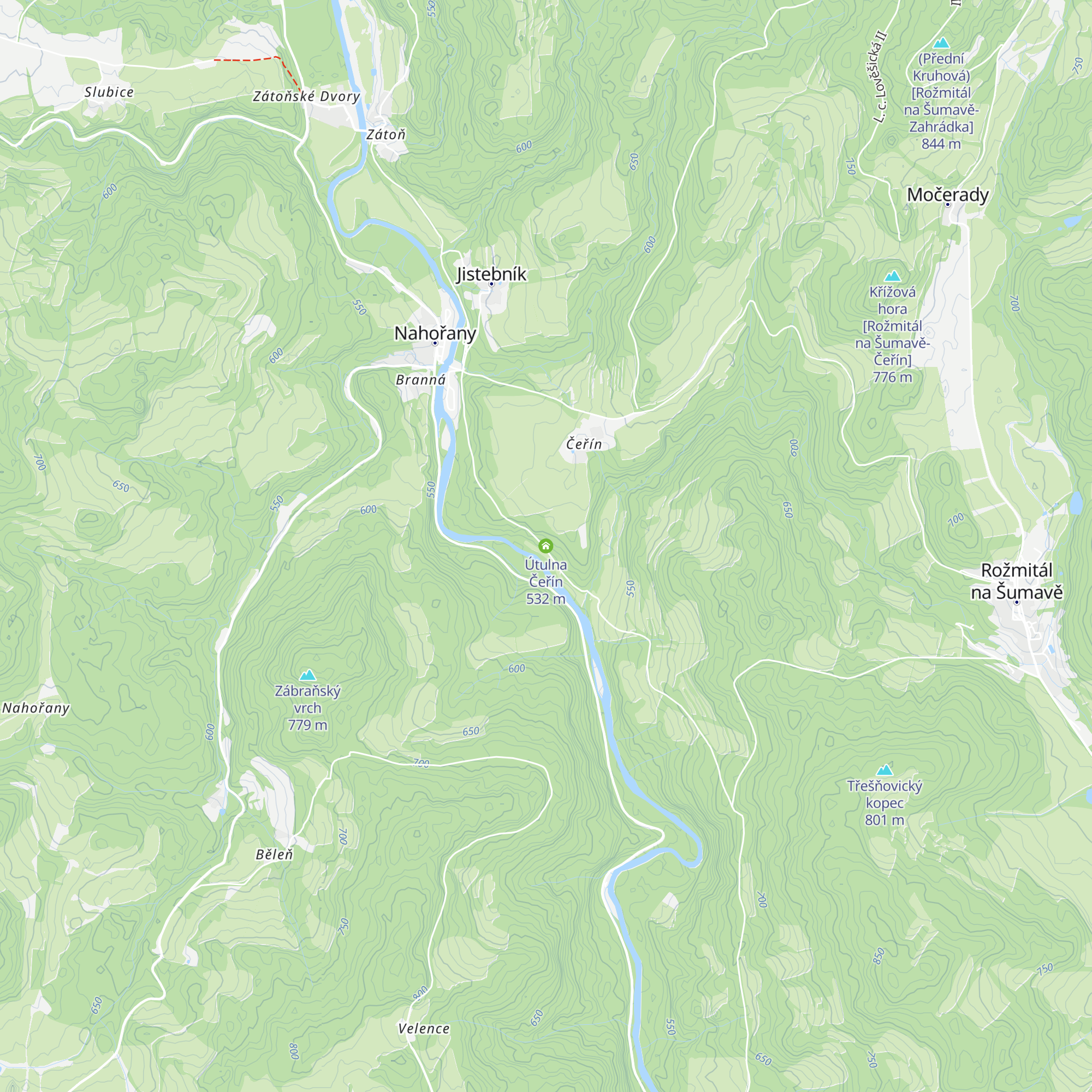 Útulna Čeřín map