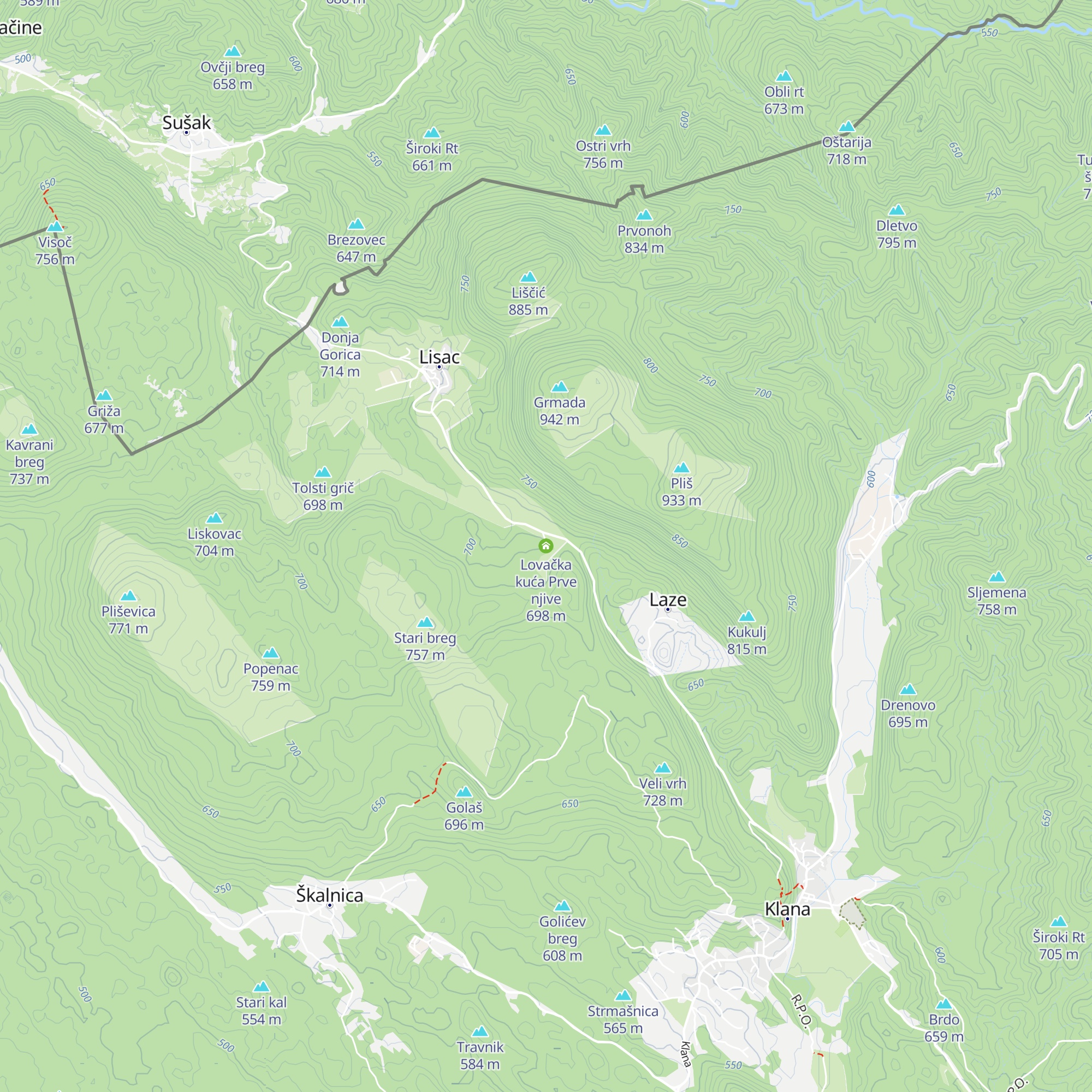 Lovačka kuća Prve njive map