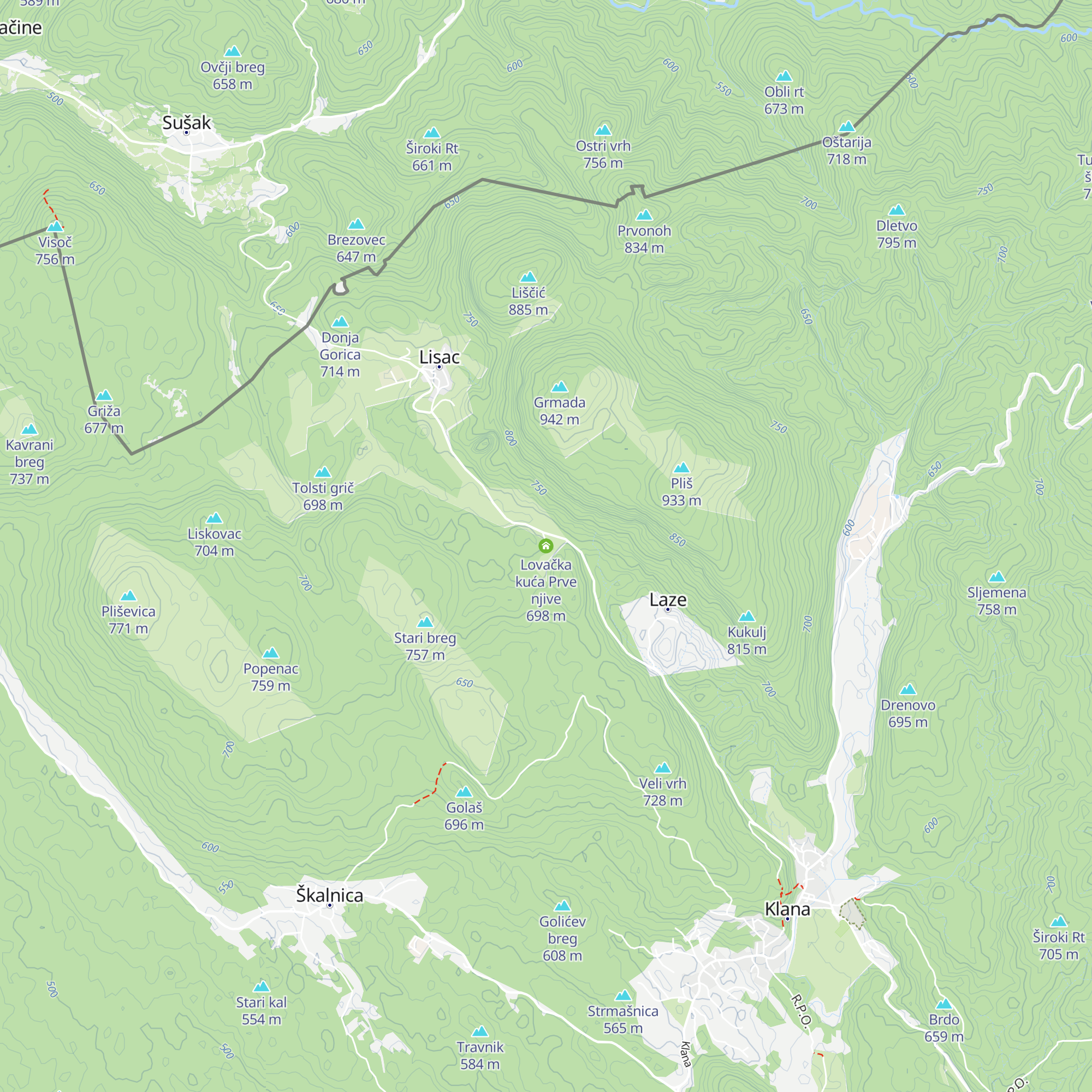 Lovačka kuća Prve njive map