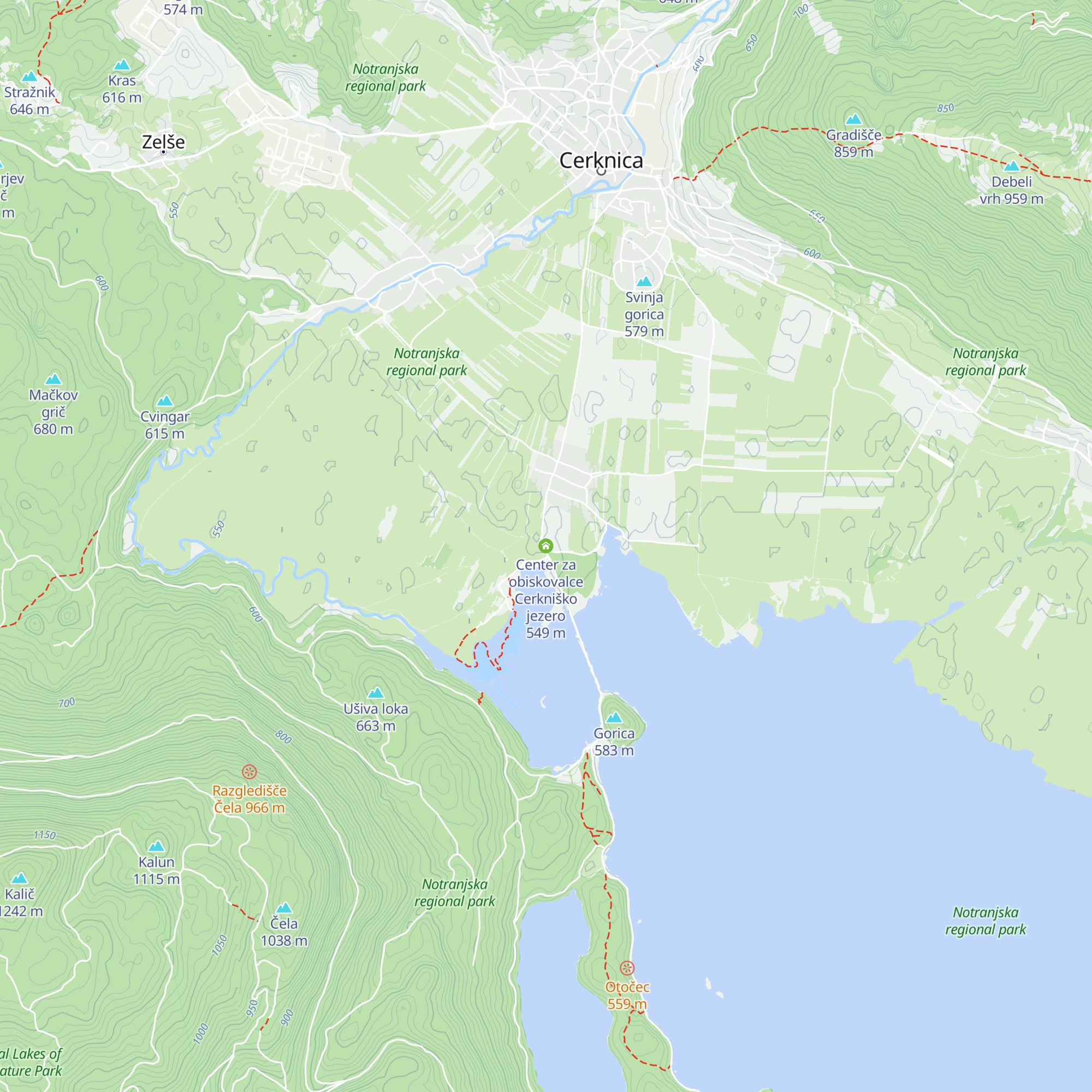 Center za obiskovalce Cerkniško jezero map