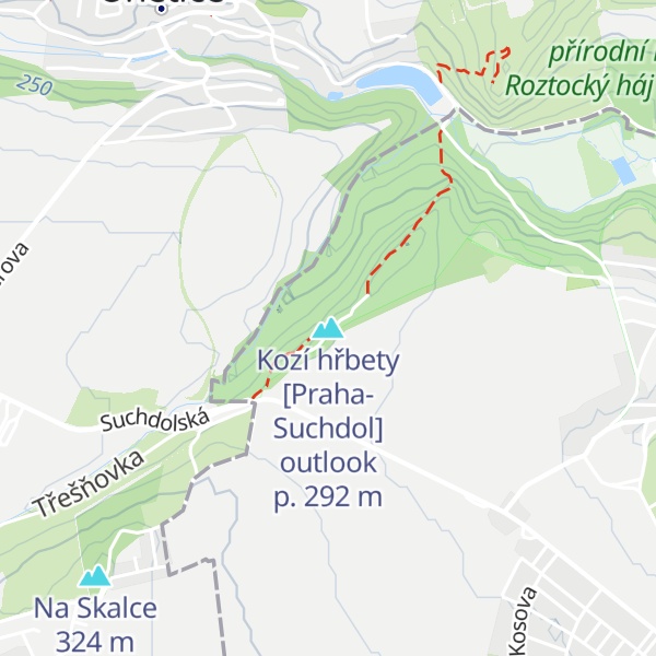 Map of Kozí hřbety [Praha-Suchdol] outlook p.