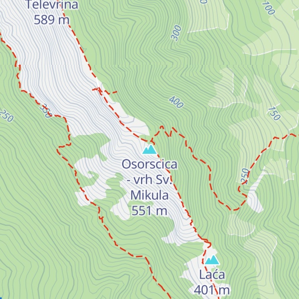 Map of Osorscica - vrh Sv. Mikula