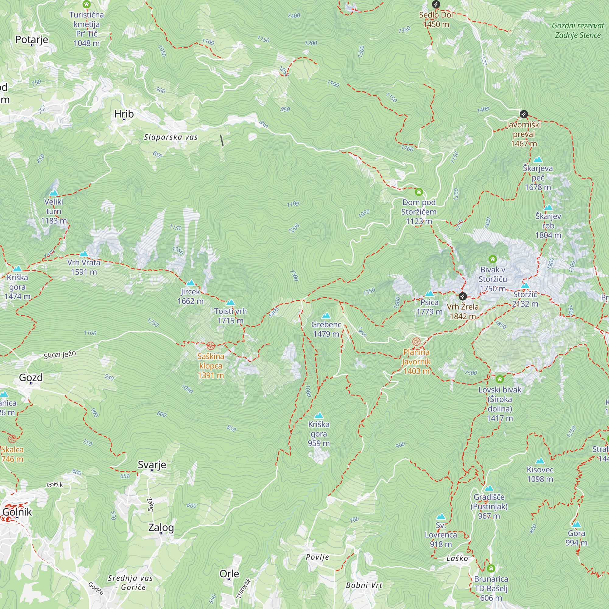 Lovska koča na Mali Poljani map
