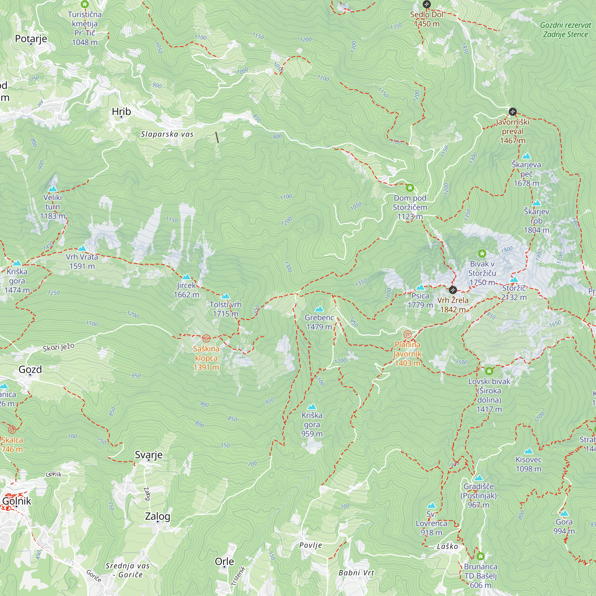 Lovska koča na Mali Poljani map
