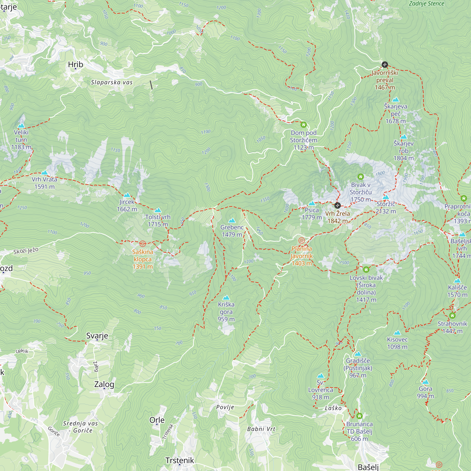 Koča na Grebencu map
