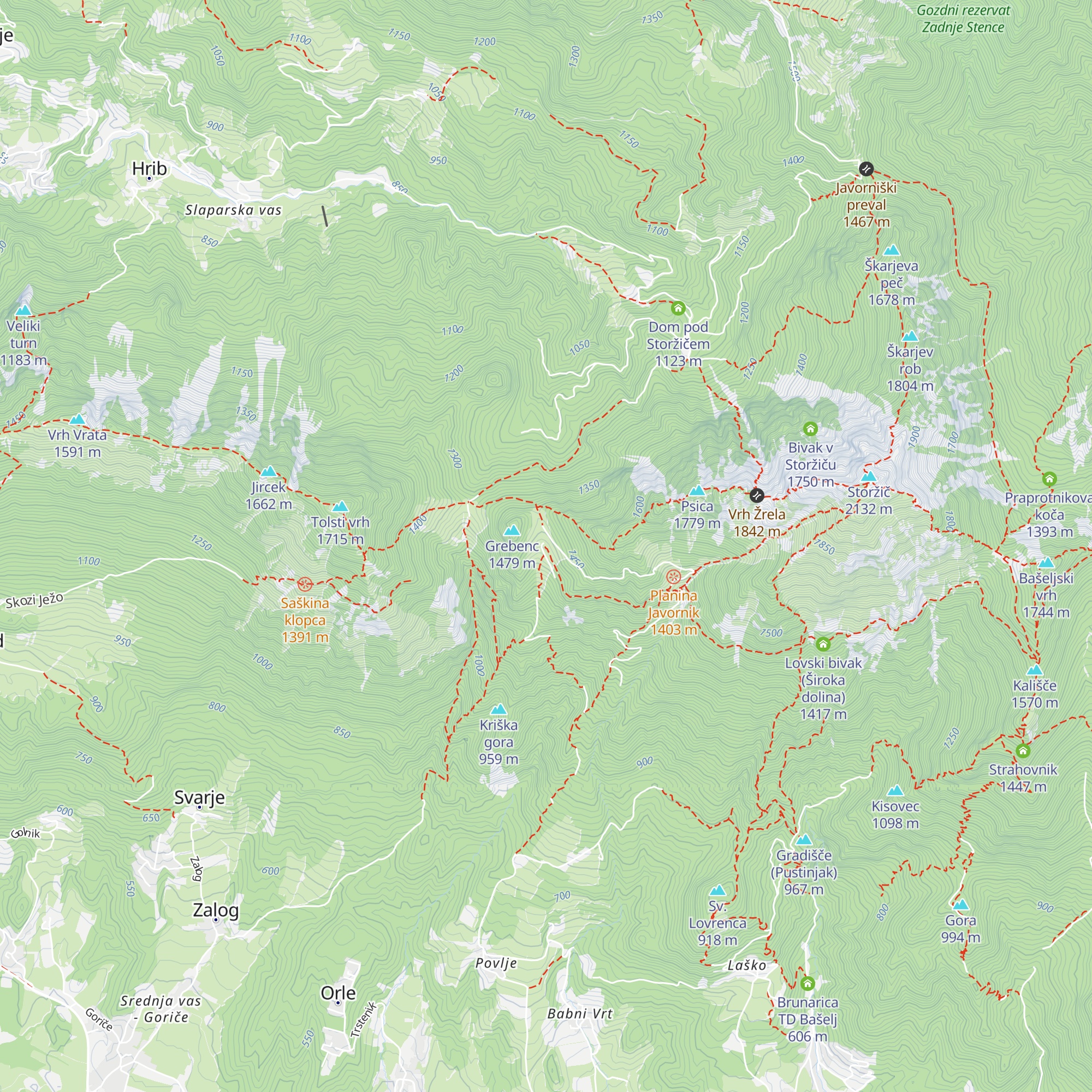 Koča na Veliki Poljani map