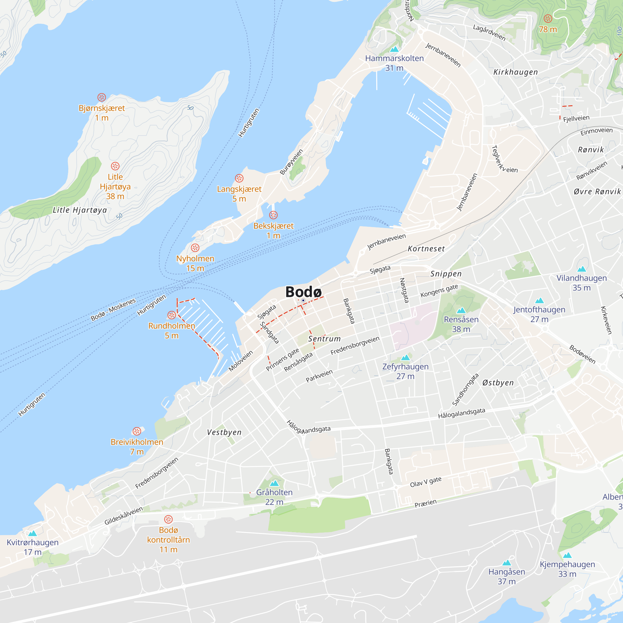 Bodø turistinformasjon map