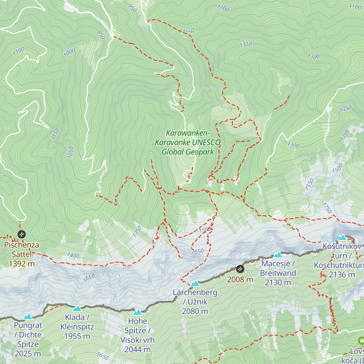 Koschutahaus / Koča pod Košuto map