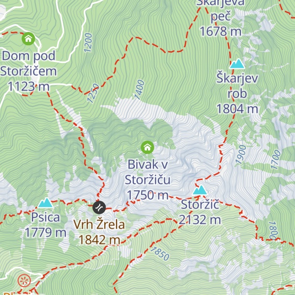 Map of Bivak v Storžiču