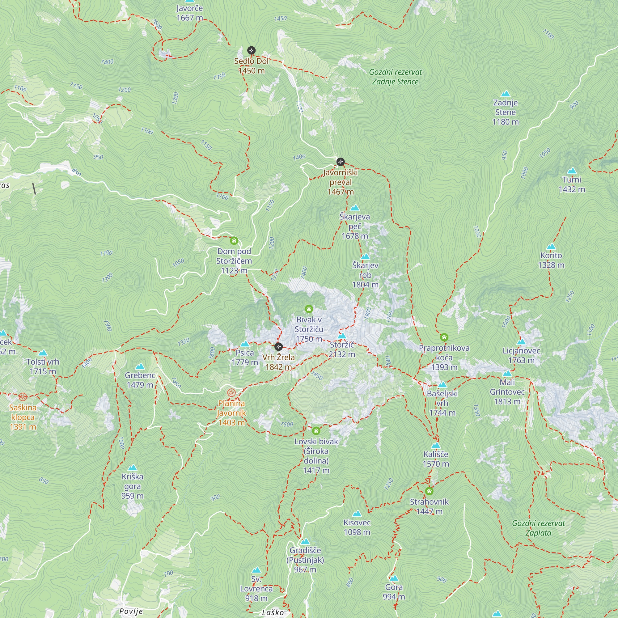 Bivak v Storžiču map