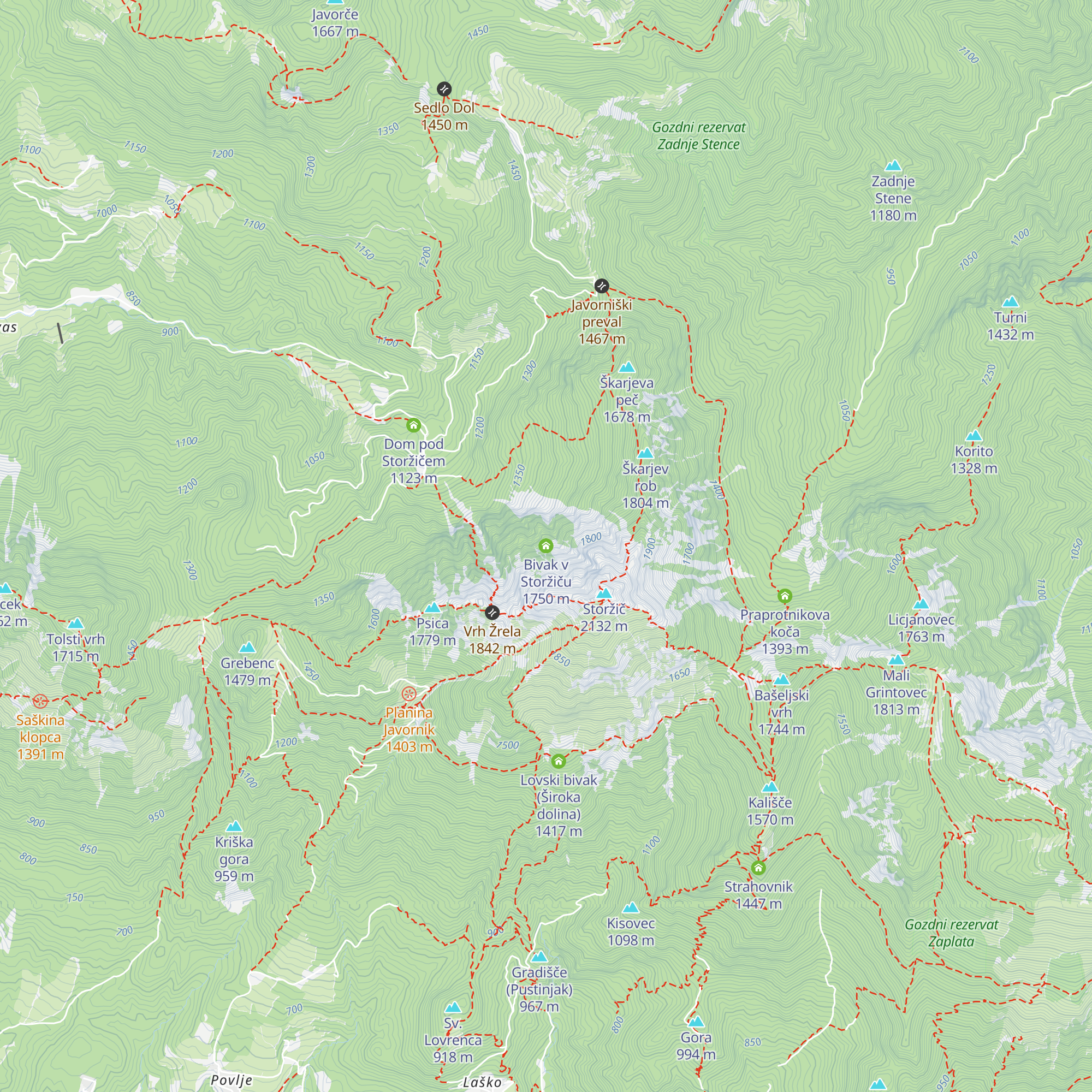 Bivak v Storžiču map