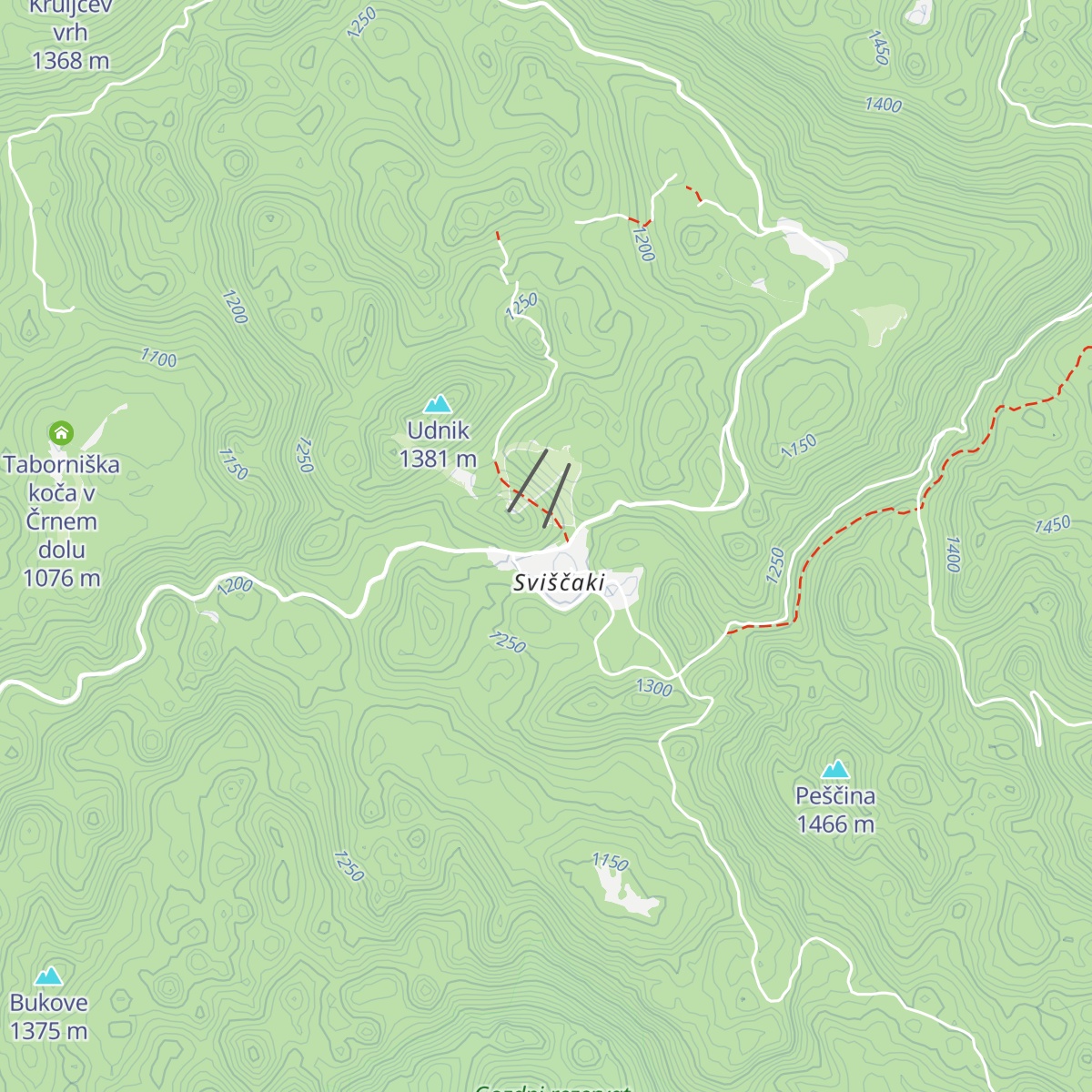 Planinski dom na Sviščakih map
