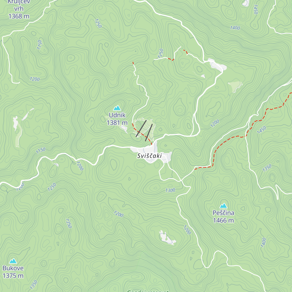 Planinski dom na Sviščakih map