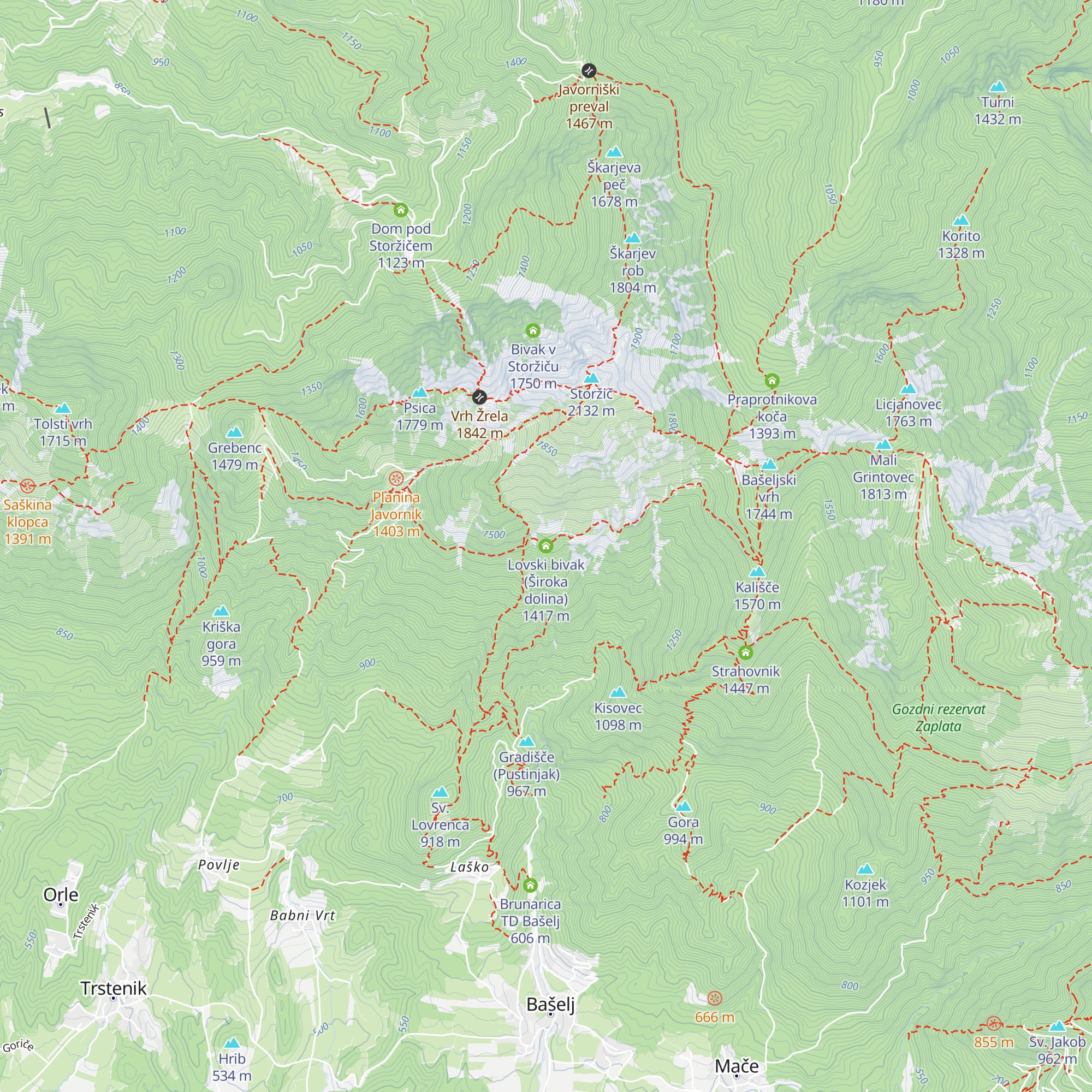 Lovski bivak (Široka dolina) map