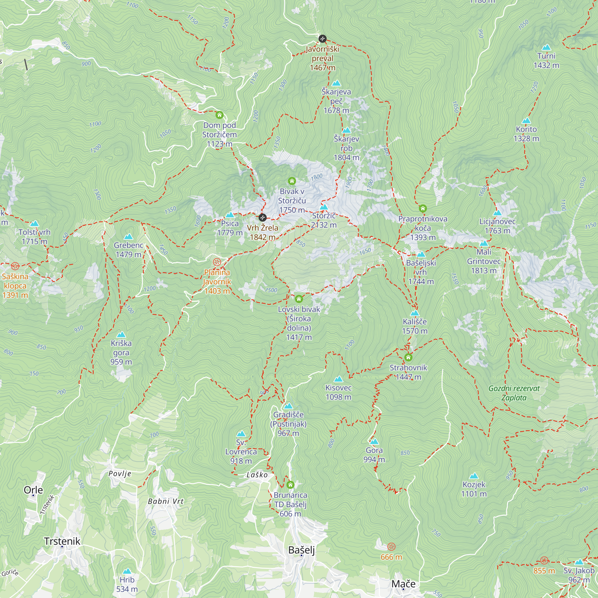Lovski bivak (Široka dolina) map