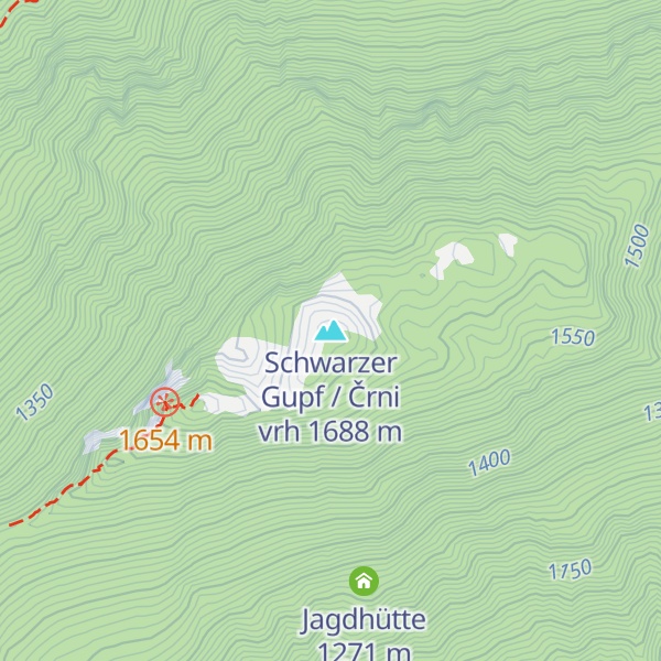 Map of Schwarzer Gupf / Črni vrh