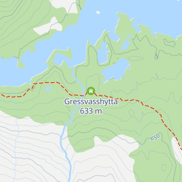 Map of Gressvasshytta
