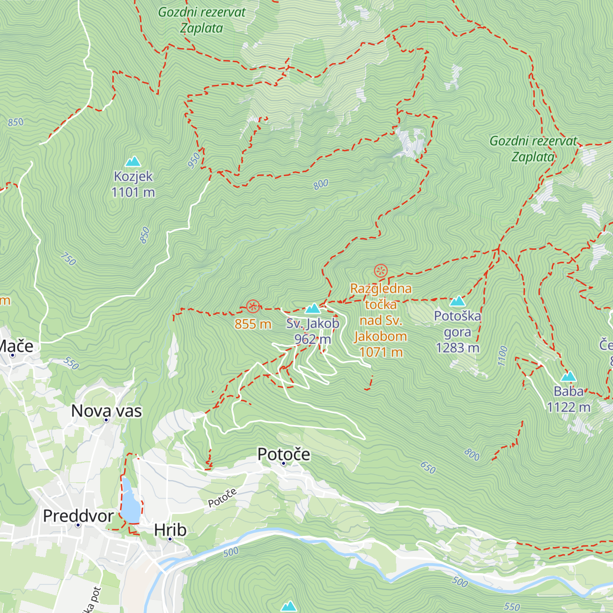 Planinska koča na Sv. Jakobu map