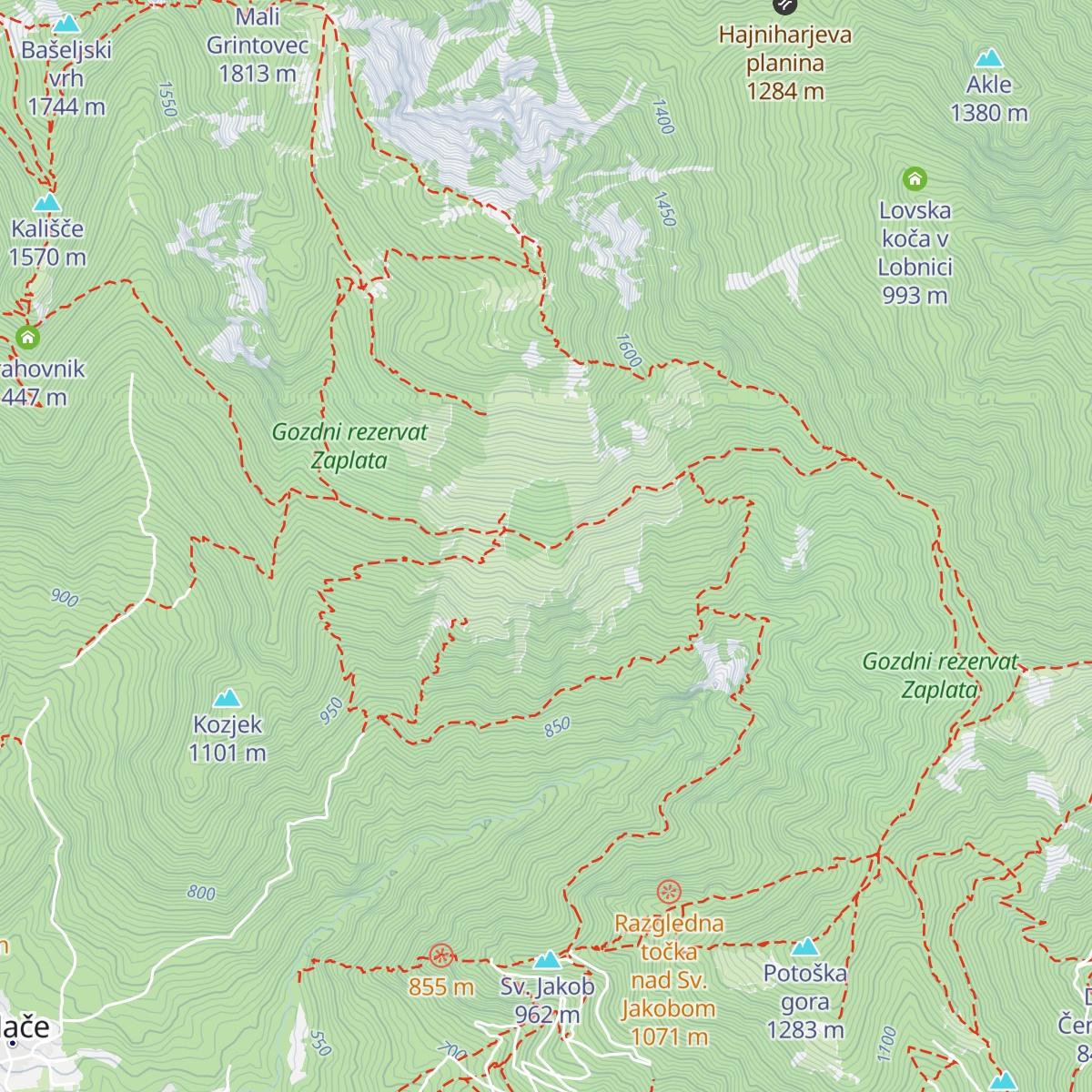 Zavetišče v Hudičevem borštu map