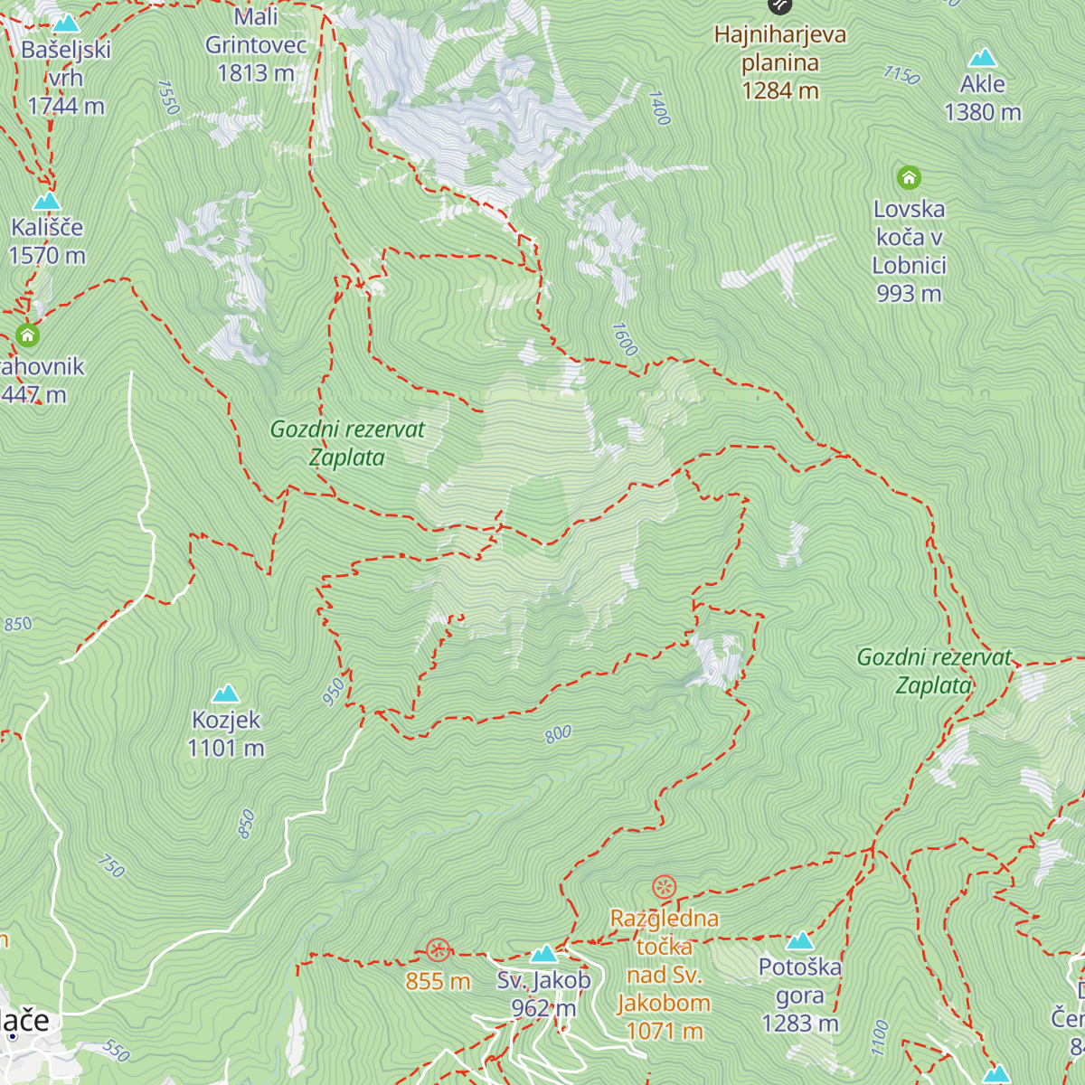 Zavetišče v Hudičevem borštu map