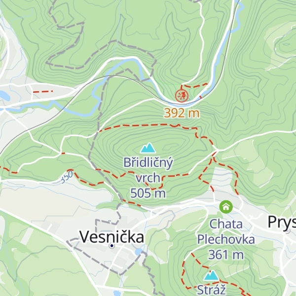 Map of Břidličný vrch