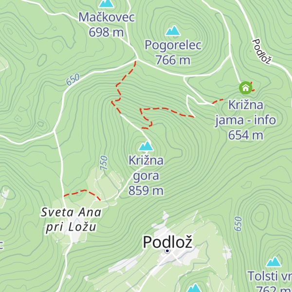 Map of Križna gora