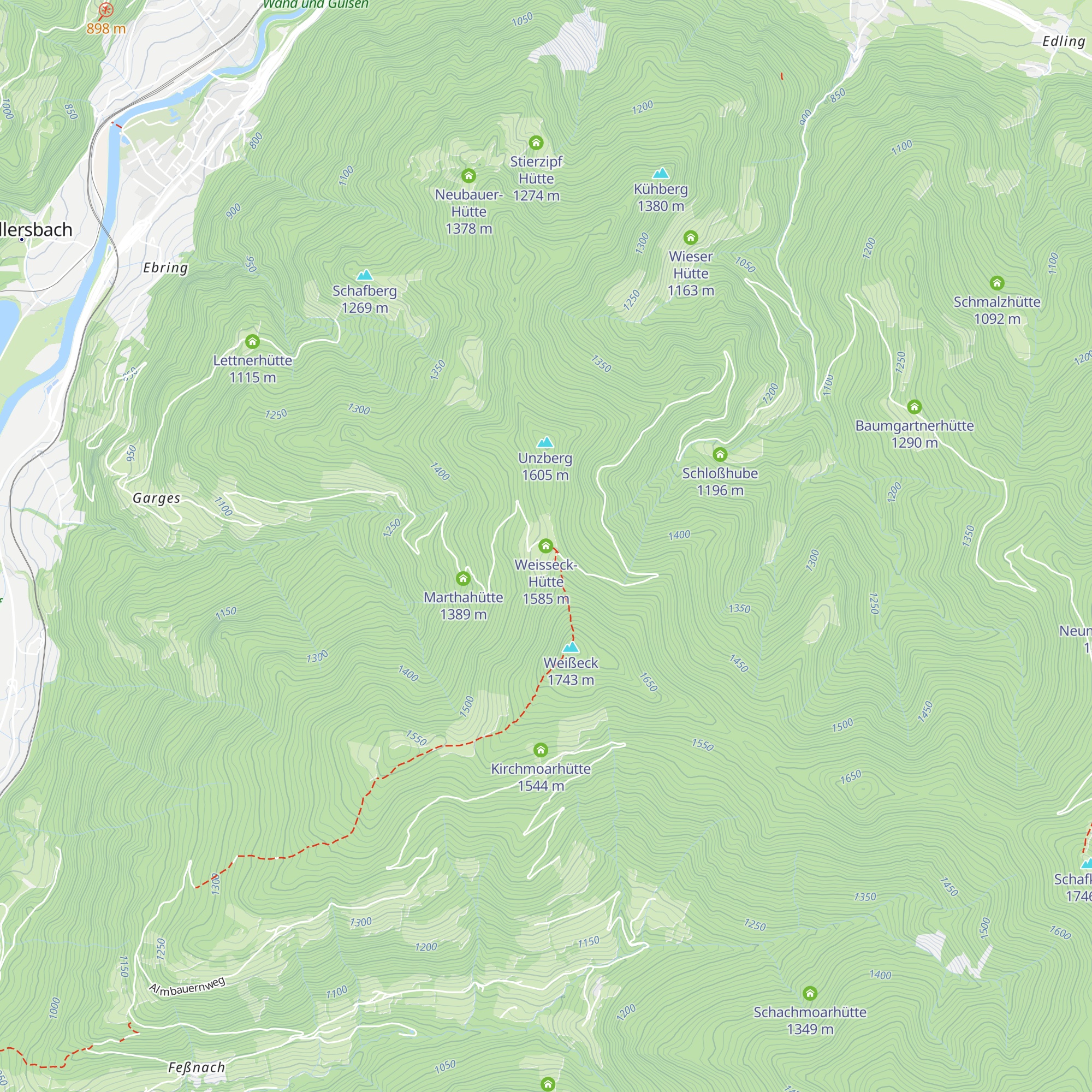 Weisseck-Hütte map