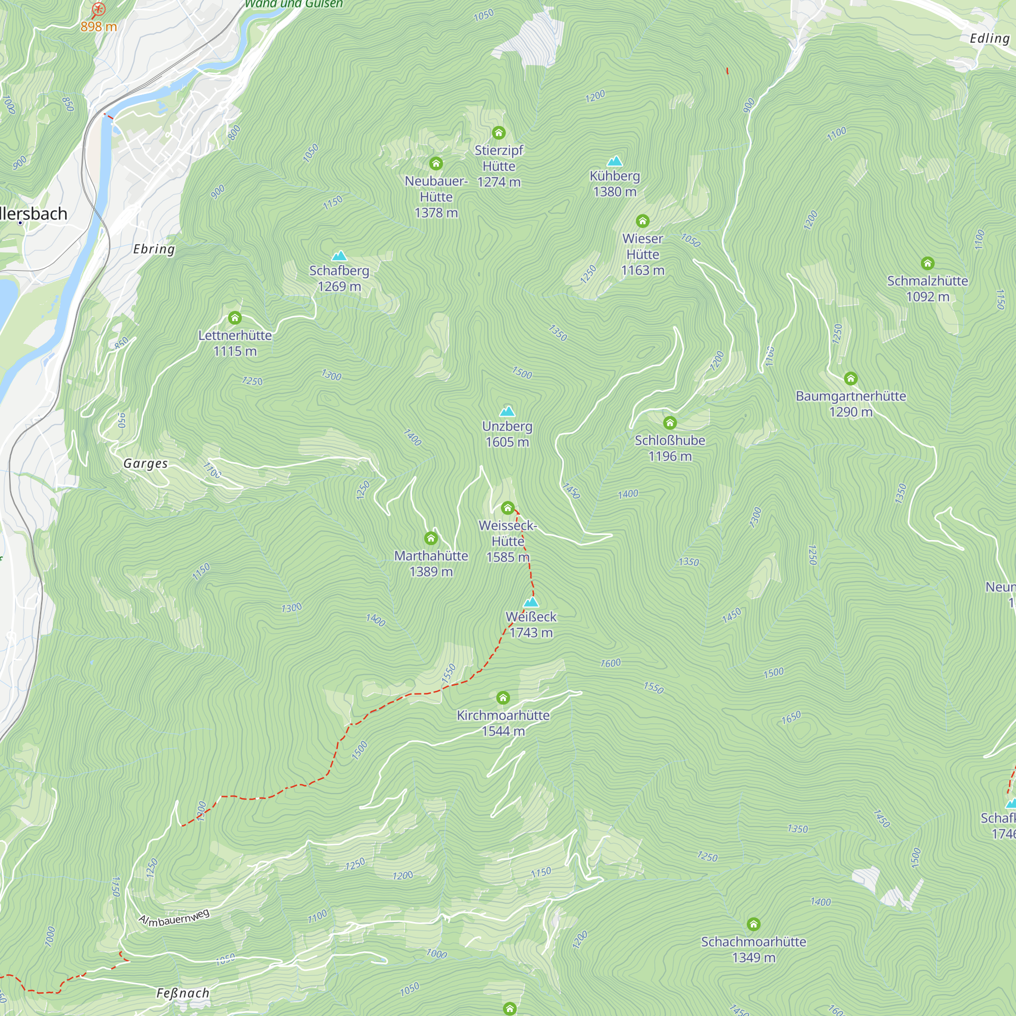 Weisseck-Hütte map